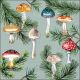Mushroom Ornaments Mint Napkin Lunch